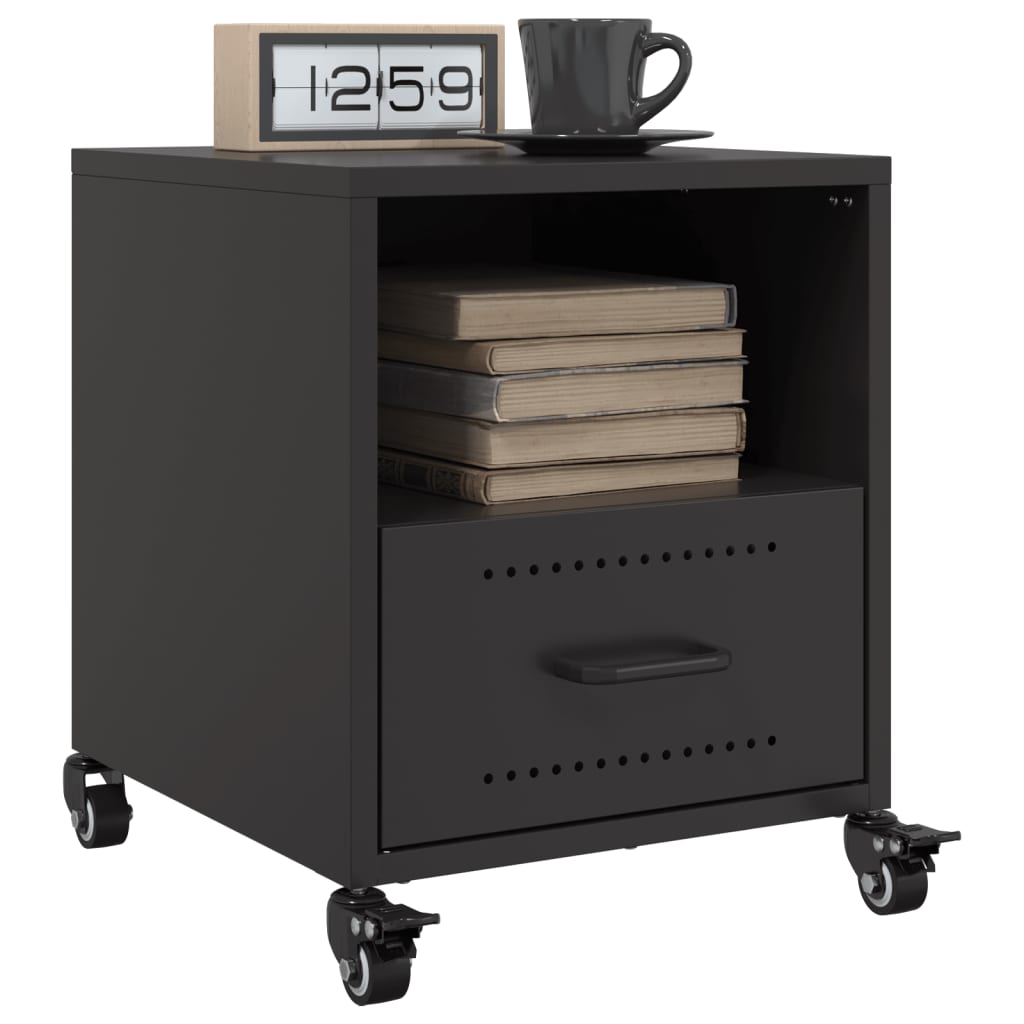 Sleek Black Steel Bedside Cabinets Set - 36x39x43.5 cm (2 Pcs)