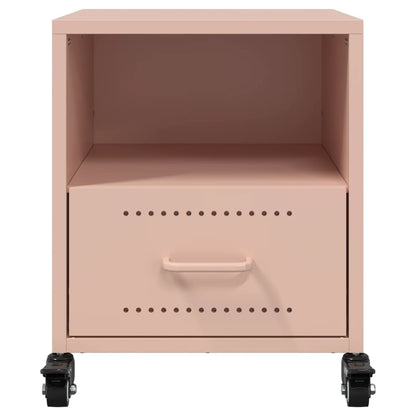 Pink Steel Bedside Cabinet - 36x39x43.5 cm Stylish Storage Solution