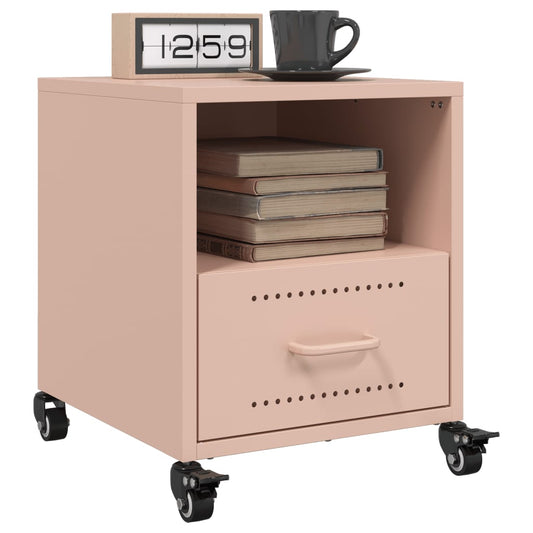 Set of 2 Pink Steel Bedside Cabinets - 36x39x43.5 cm