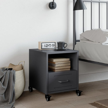 Anthracite Steel Bedside Cabinet 36x39x43.5 cm - Modern & Chic Design