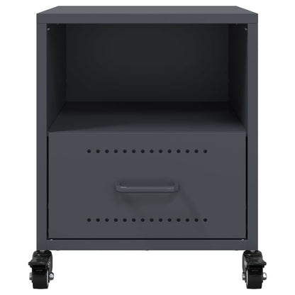 Anthracite Steel Bedside Cabinets Set of 2 - 36x39x43.5 cm