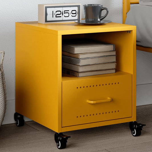 Mustard Yellow Steel Bedside Cabinet 36x39x43.5 cm