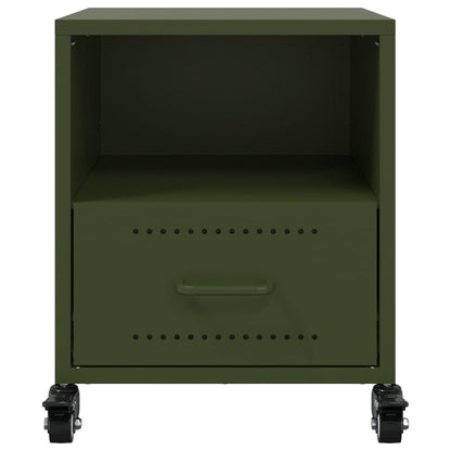 Olive Green Steel Bedside Cabinet - 36x39x43.5 cm