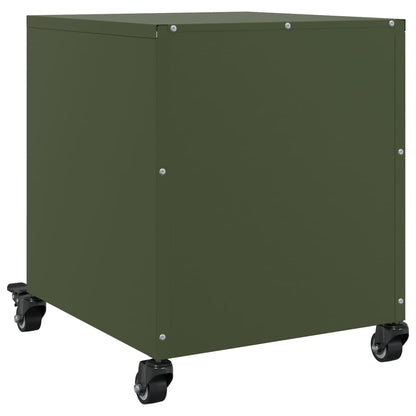 Olive Green Steel Bedside Cabinet - 36x39x43.5 cm