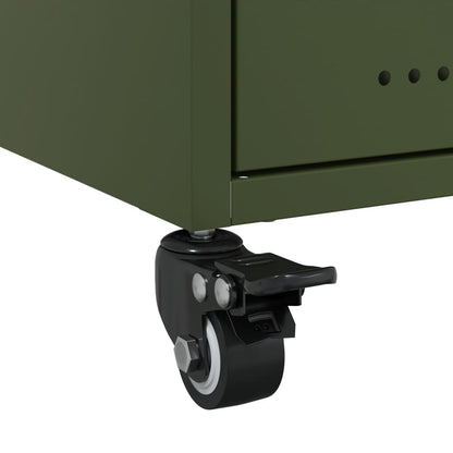 Olive Green Steel Bedside Cabinet - 36x39x43.5 cm