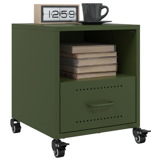 Olive Green Steel Bedside Cabinets 2 pcs - 36x39x43.5 cm
