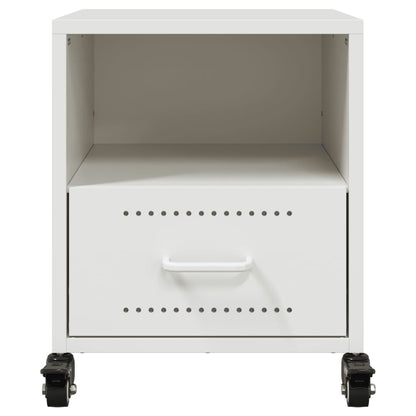 Sleek White Steel Bedside Cabinet - Compact 36x39x43.5 cm Design