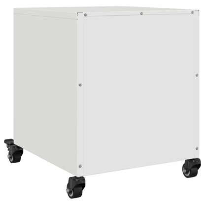 Sleek White Steel Bedside Cabinet - Compact 36x39x43.5 cm Design