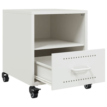 Sleek White Steel Bedside Cabinet - Compact 36x39x43.5 cm Design