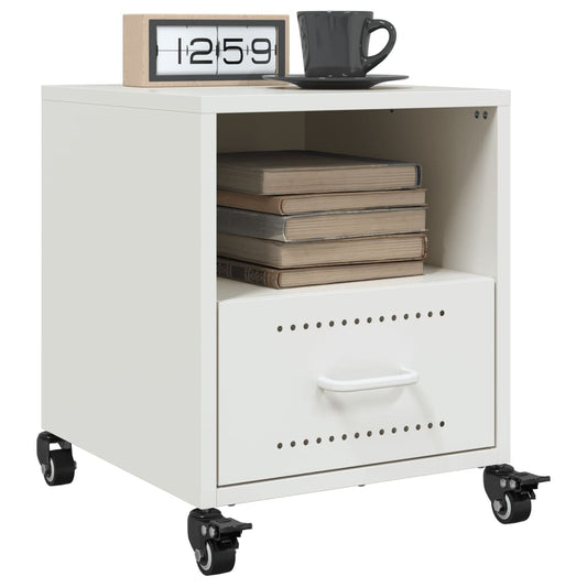 White Steel Bedside Cabinets Set of 2, 36x39x43.5 cm