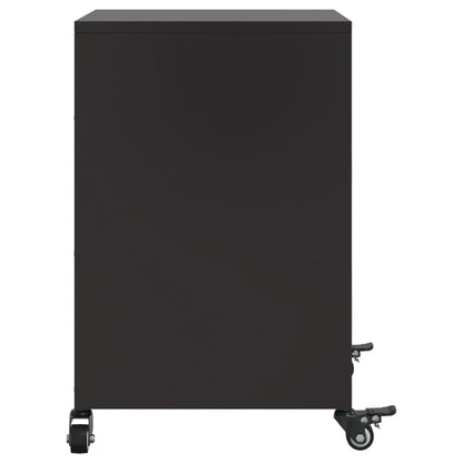 Sleek Black Steel Bedside Cabinets, Set of 2, 36x39x59 cm