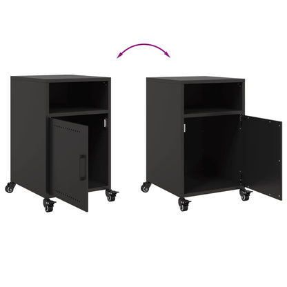 Sleek Black Steel Bedside Cabinets, Set of 2, 36x39x59 cm