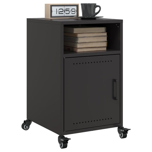 Sleek Black Steel Bedside Cabinets, Set of 2, 36x39x59 cm