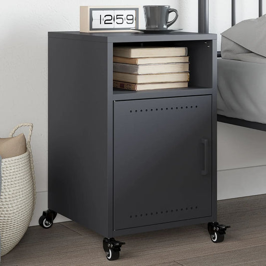 Anthracite Steel Bedside Cabinet - 36x39x59 cm, Modern Design