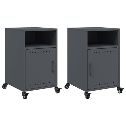 Anthracite Steel Bedside Cabinets 2pcs - 36x39x59 cm Modern Design