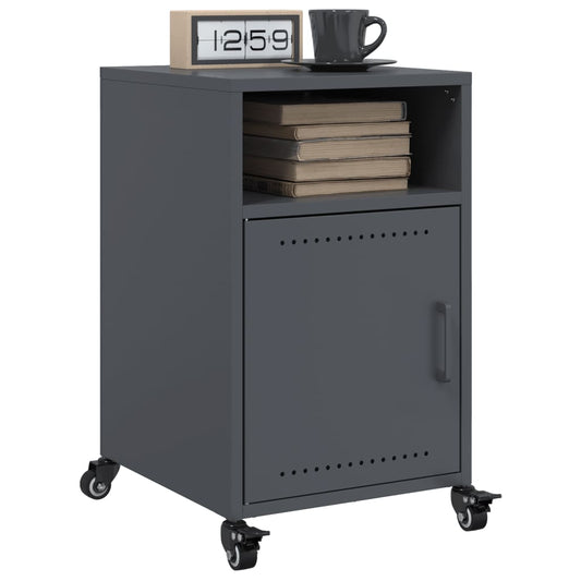 Anthracite Steel Bedside Cabinets 2pcs - 36x39x59 cm Modern Design