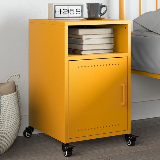 Mustard Yellow Steel Bedside Cabinet, 36x39x59 cm