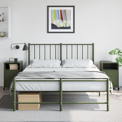 Olive Green Steel Bedside Cabinets Set of 2 - 36x39x59 cm