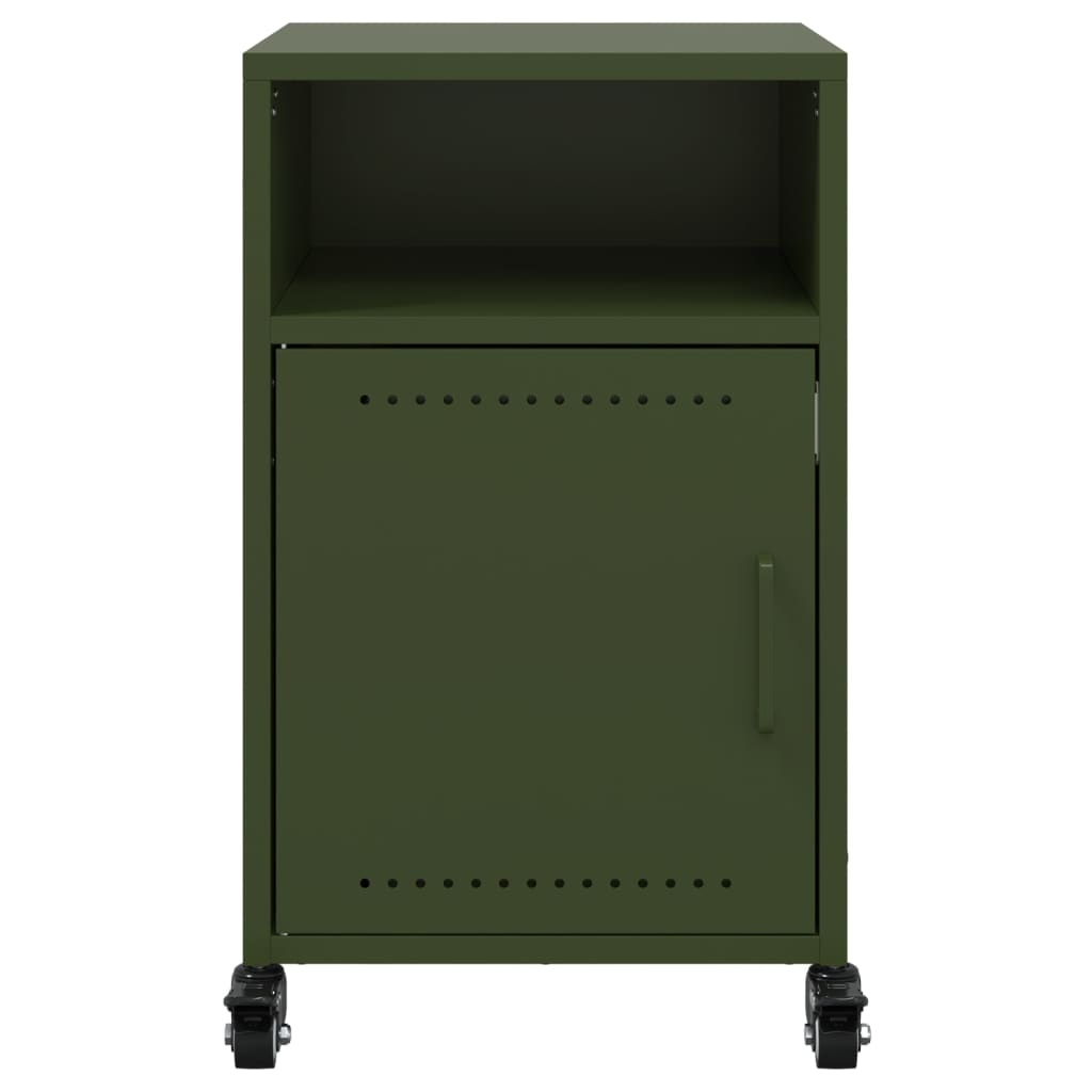 Olive Green Steel Bedside Cabinets Set of 2 - 36x39x59 cm