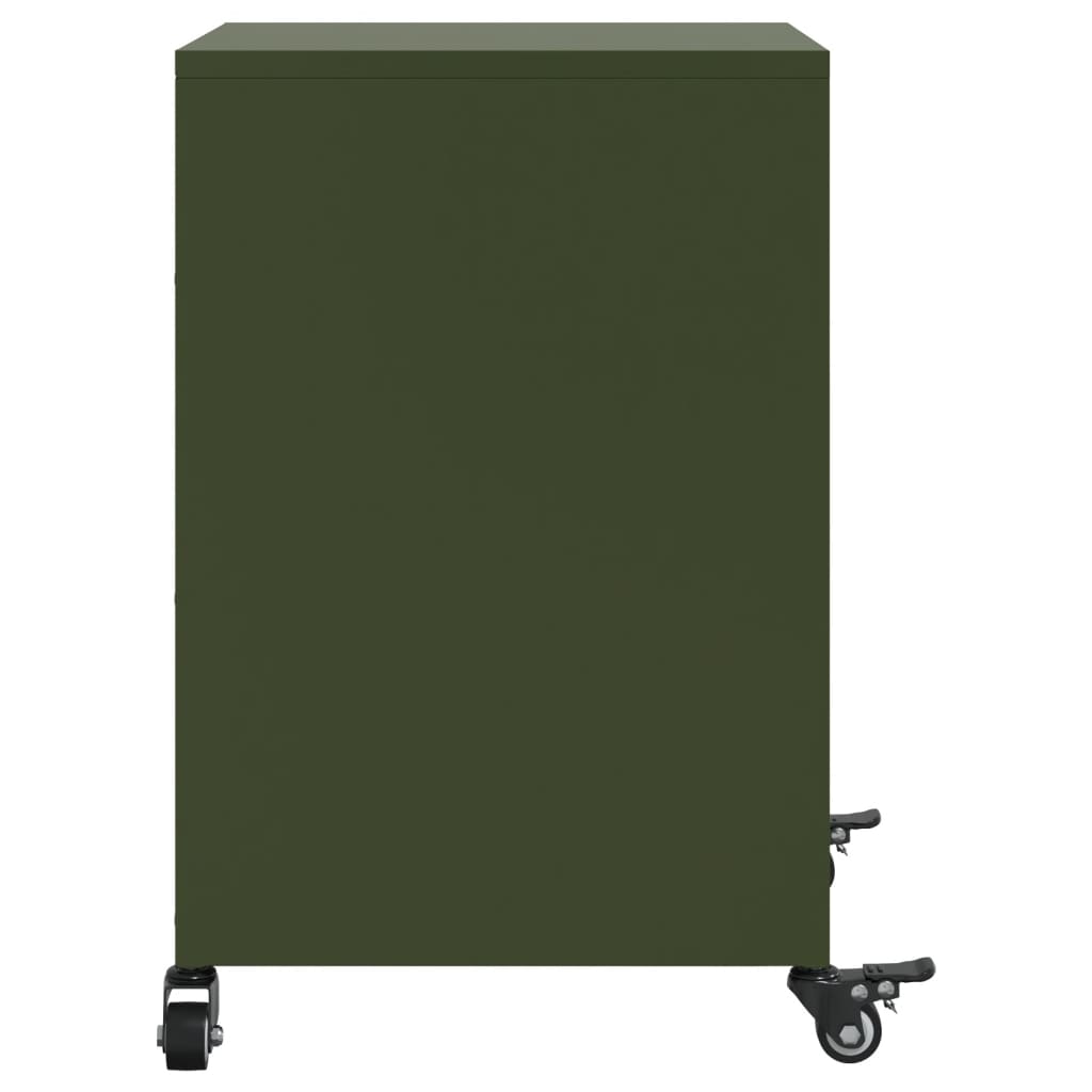 Olive Green Steel Bedside Cabinets Set of 2 - 36x39x59 cm