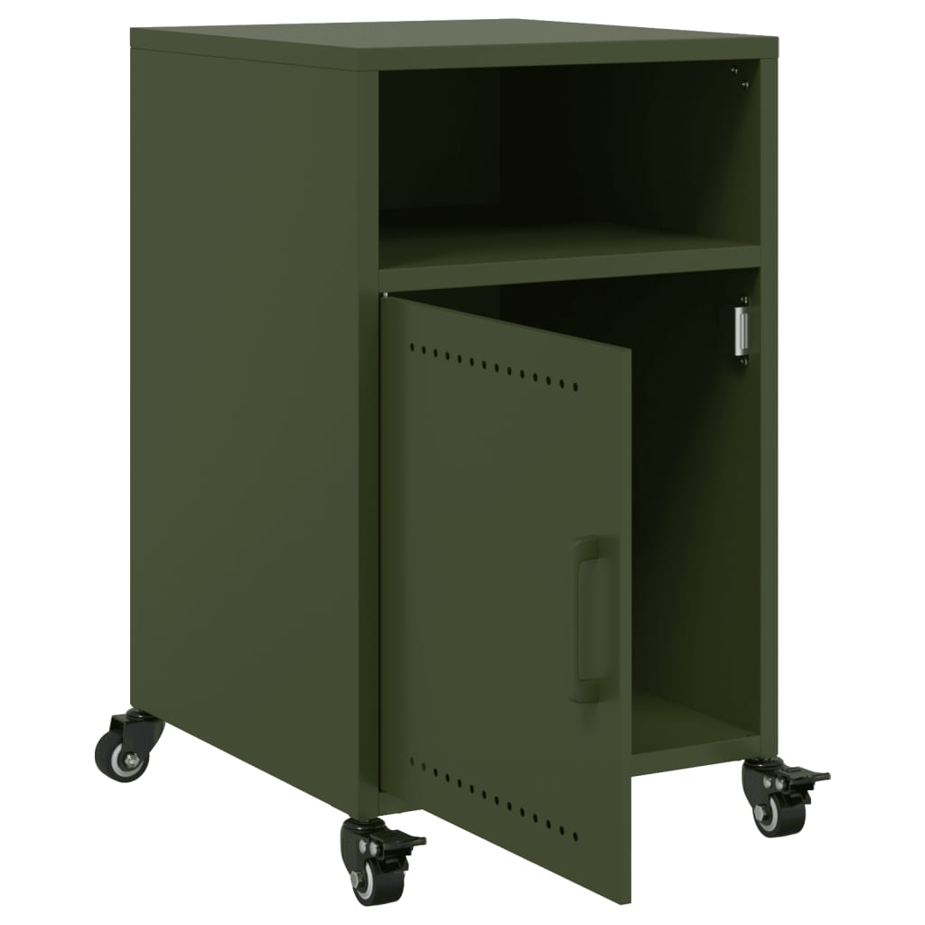 Olive Green Steel Bedside Cabinets Set of 2 - 36x39x59 cm