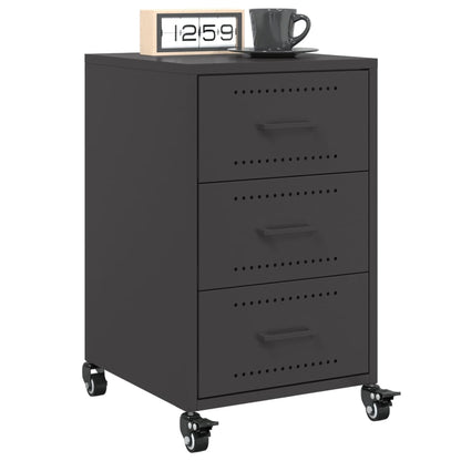 Sleek Black Steel Bedside Cabinet 36x39x59 cm | Modern Design
