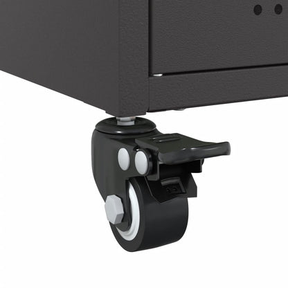 Sleek Black Steel Bedside Cabinet 36x39x59 cm | Modern Design