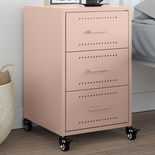 Stylish Pink Steel Bedside Cabinet 36x39x59 cm