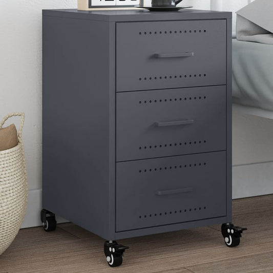 Anthracite Steel Bedside Cabinet 36x39x59 cm - Modern Design