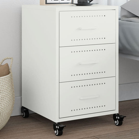 Sleek White Steel Bedside Cabinet, 36x39x59 cm | Modern Design
