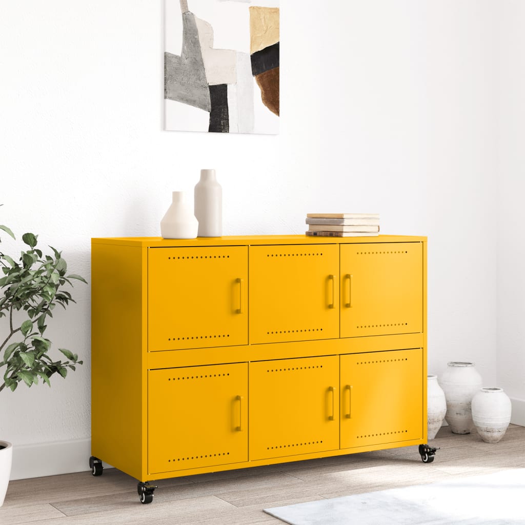 Sideboard Mustard Yellow 100.5x39x72 cm Steel