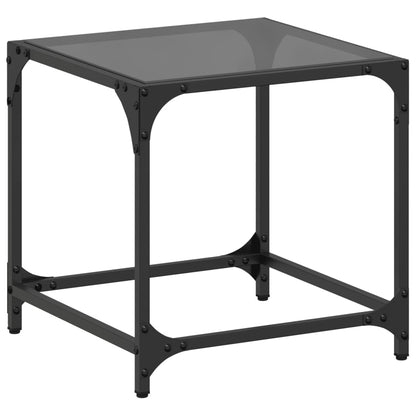 Coffee Table with Black Glass Top 40x40x40 cm Steel