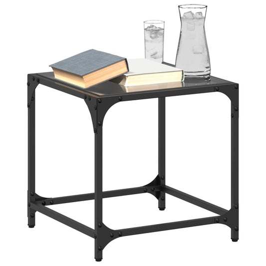 Coffee Table with Black Glass Top 40x40x40 cm Steel