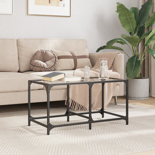 Coffee Table with Transparent Glass Top 78.5x40x40 cm Steel