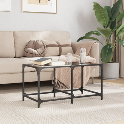 Coffee Table with Black Glass Top 78.5x40x40 cm Steel