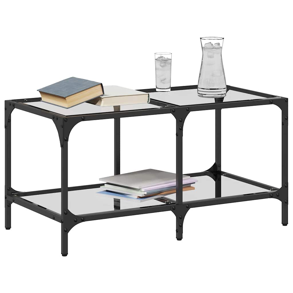 Coffee Table with Transparent Glass Top 78.5x40x40 cm Steel
