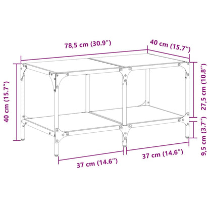 Coffee Table with Transparent Glass Top 78.5x40x40 cm Steel