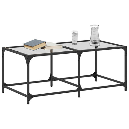 Coffee Table with Transparent Glass Top 98.5x50x40 cm Steel