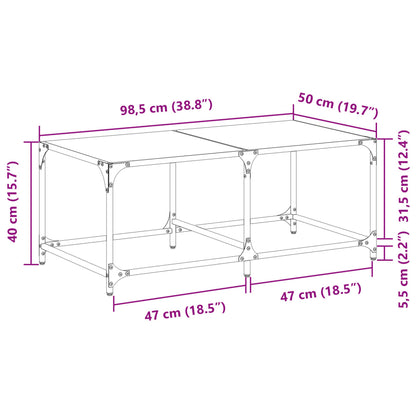 Coffee Table with Transparent Glass Top 98.5x50x40 cm Steel