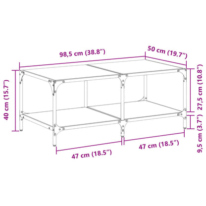 Coffee Table with Transparent Glass Top 98.5x50x40 cm Steel