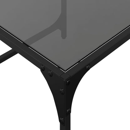 Nesting Coffee Tables 2 pcs with Black Glass Top Steel