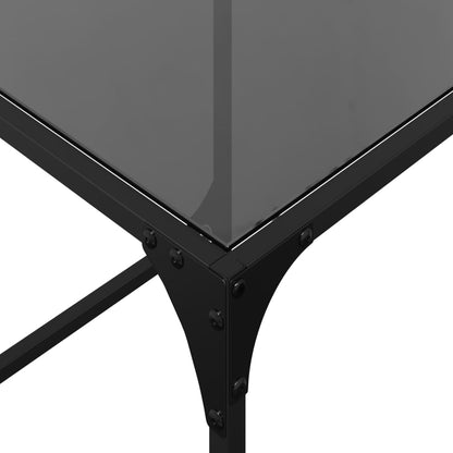 Nesting Coffee Tables 2 pcs with Black Glass Top Steel