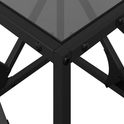 Coffee Table with Black Glass Top 40x40x41 cm Steel