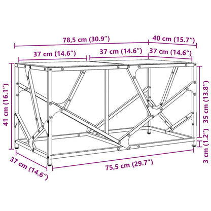 Coffee Table with Transparent Glass Top 78.5x40x41 cm Steel