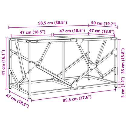 Coffee Table with Transparent Glass Top 98.5x50x41 cm Steel