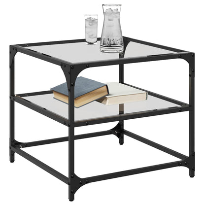 Coffee Table with Transparent Glass Top 50x50x45 cm Steel