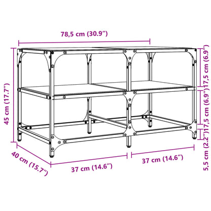 Coffee Table with Transparent Glass Top 78.5x40x45 cm Steel