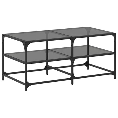 Coffee Table with Black Glass Top 98.5x50x45 cm Steel
