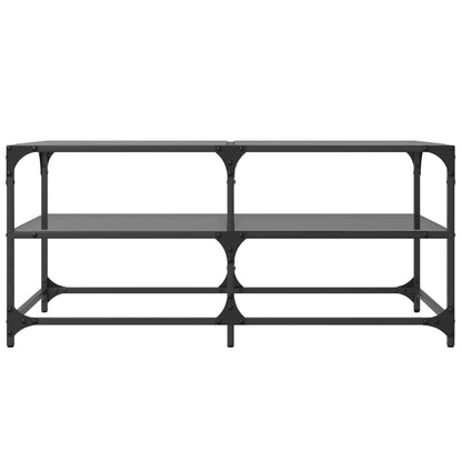 Coffee Table with Black Glass Top 98.5x50x45 cm Steel