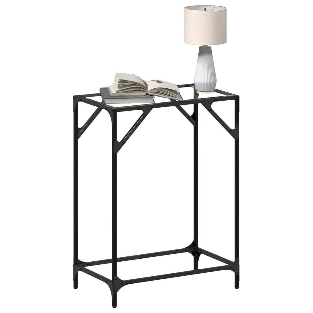 Steel & Glass Console Table - 60x35x81 cm, Transparent Top